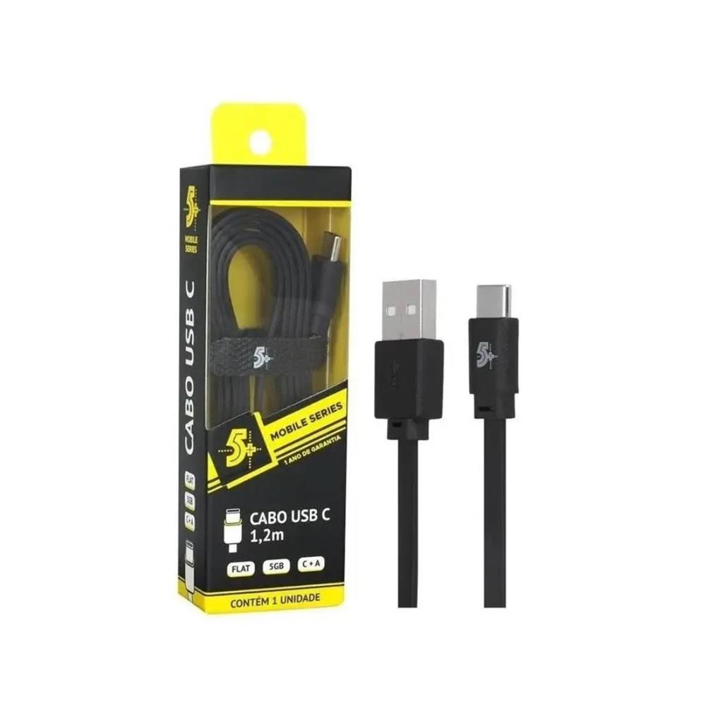 Cabo USB Tipo C para USB-A 3.0 5Gbps 1,2m Preto 018-0038 Carregamento, Preto