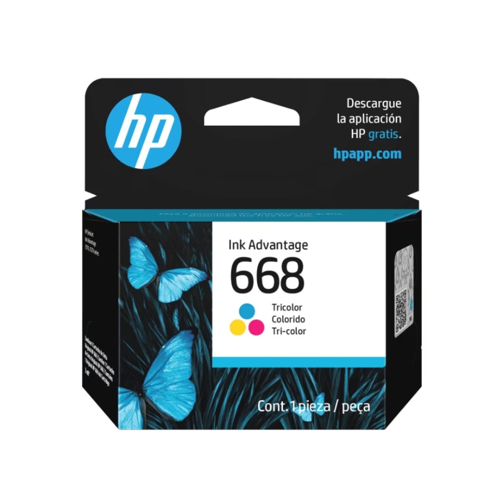 Cartucho de Tinta HP 668 Colorido Original, para Impressoras HP DeskJet Ink Advantage