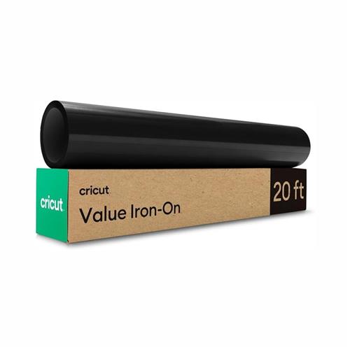 Cricut Value Iron-On, Vinil Termocolante, Preto (30,5 cm x 6,1 m) – HTV (Vinil de Transferência por Calor)