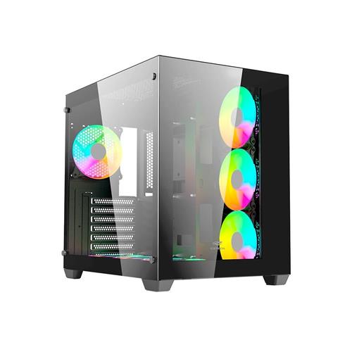 Gabinete Gamer C3Tech Aquarius, Mid Tower, Vidro Temperado, ATX, Black, Sem Fonte, Sem Fan