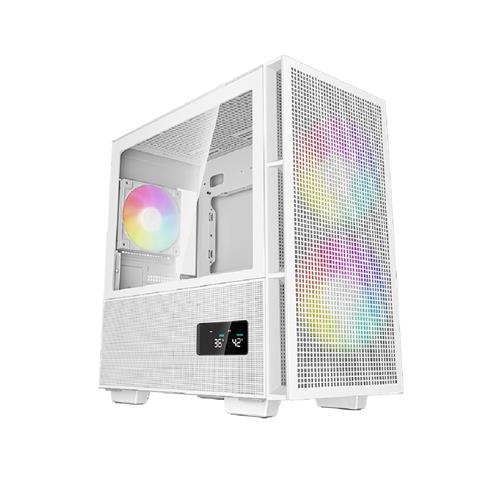 Gabinete Gamer DeepCool CH360 Digital WH, ARGB, Mini Tower, Display Digital, Vidro Temperado, Sem Fonte, Com 3 Fans, Branco