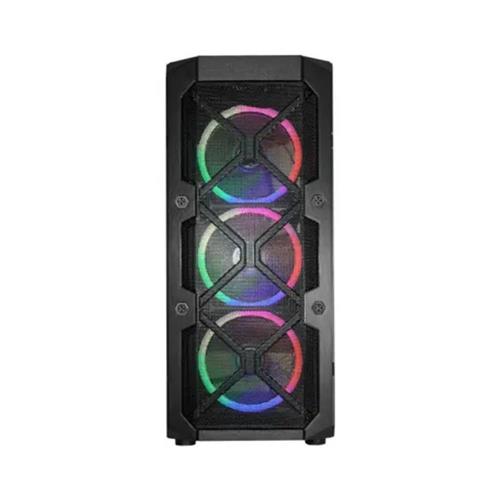 Gabinete gamer K-Mex CG-02C5, Mid Tower, 3 fans RGB, Vidro Temperado, Preto