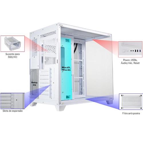 Gabinete K-Mex Ghost Shark, Mid-Tower, Lateral e Frontal
