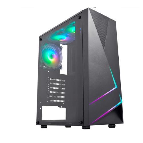 Gabinete Gamer K-MEX KRATOS II, RGB, Mid Tower, Lateral de Acrílico, ATX, mATX, ITX, Preto