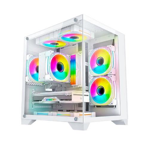 Gabinete Gamer K-Mex Space Aqua II CG-WN24, Mini Tower, Vidro Temperado, Sem Fonte, Sem Fan, Branco