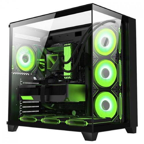 Gabinete Gamer K-MEX Tiger Shark, Aquario, Mid Tower, Vidro Temperado, ATX, Fan 120mm, Sem Fonte, Sem Fan, Preto