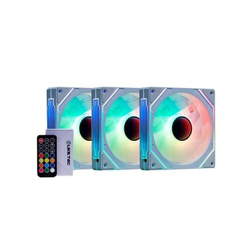 Kit Fan Com 3 Unidades Liketec Enigma ARGB, 120mm, Com Controladora, Branco