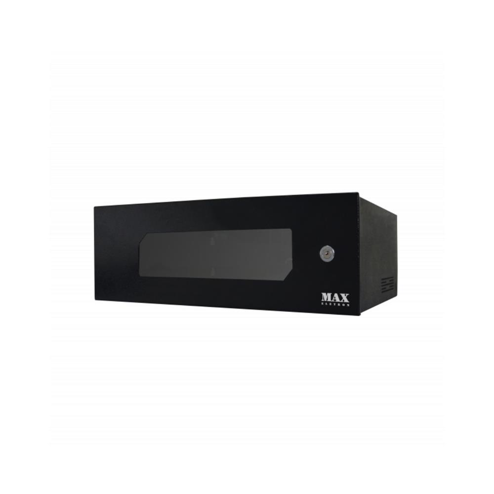 Mini Rack Max Eletron 4040, 19 Pol, 3u X 350mm, Acrílico, Com 2 Chaves, Preto