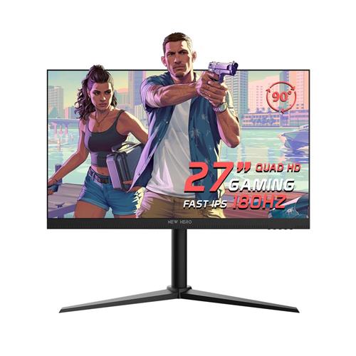 Monitor Gamer New Hero Blade Lumina 27&#34;, Fast IPS, Quad HD, 180Hz, Pivot, FreeSync, HDMI e Display Port, Preto