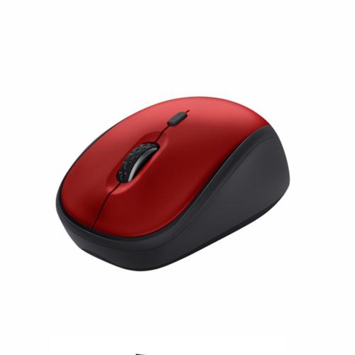 Mouse Trust Yvi+ Silent Wireless, Compacto, Silencioso, Sem Fio, Até 12 Meses de Bateria, 800/1600 DPI Vermelho e Preto
