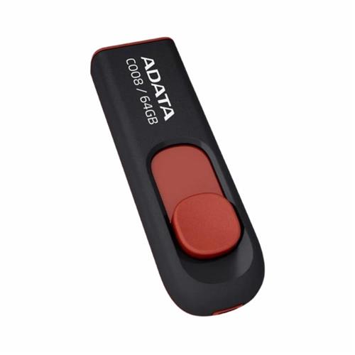 Pen Drive Adata 64 GB, AC008, USB 2.0, Preto e Vermelho – AC008-64G-RKD