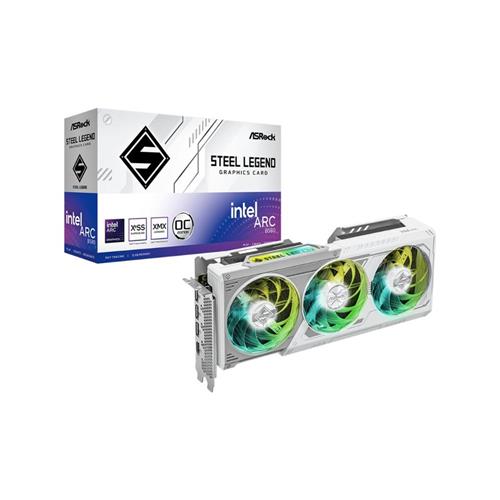 Placa De Vídeo ASRock Intel Arc B580 Steel Legend OC, 12GB, GDDR6, XeSS, Ray Tracing, Branco
