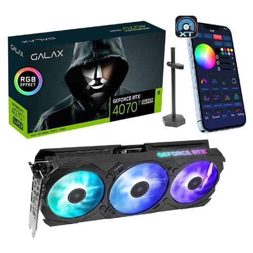 Placa de Vídeo Galax RTX 4070 Ti Super EX Gamer 1-Click OC V2, 16GB, GDDR6X, 256-Bit, ARGB, Preto