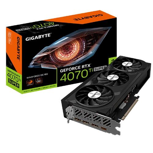 Placa de Vídeo Gigabyte GeForce RTX 4070 Ti Super WindForce OC, 16GB, GDDR6X, 256-Bit, Preto