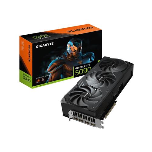 Placa de Vídeo Gigabyte GeForce RTX5090 WindForce OC, 32GB, 512-Bits, GDDR7, Ray Tracing, DLSS, HDMI, Displayport,Preto