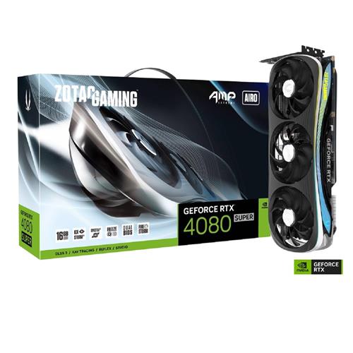 Placa de Vídeo Zotac Gaming GeForce RTX 4080 Super AMP Extreme AIRO, 16GB, GDDR6X, 256-Bit, Spectra RGB, Preto