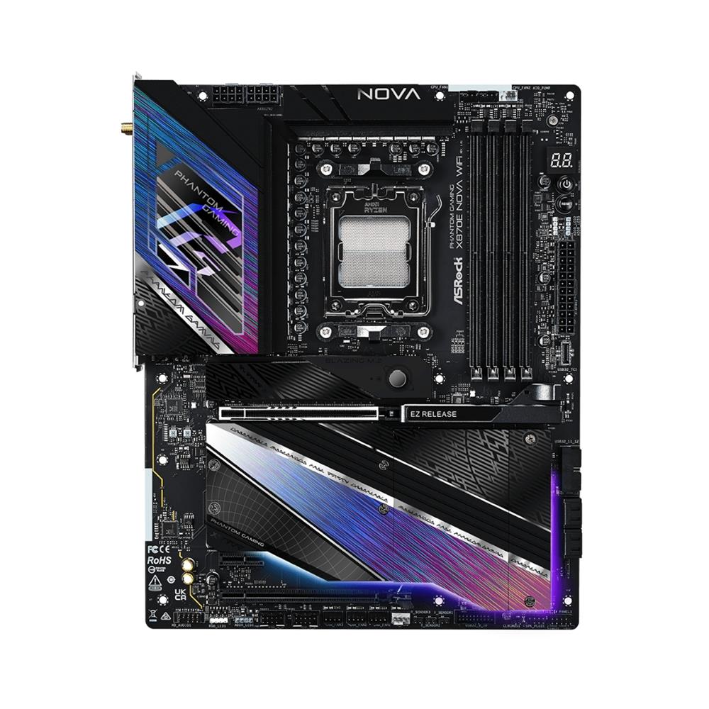 Placa-Mãe ASRock X870E Nova Wifi, AMD AM5, ATX, DDR5, 8200MHz, 256GB, PCIe 5.0, Wi-Fi 7, Preto