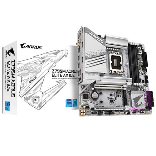 Placa Mãe Gigabyte Z790M Aorus Elite AX Ice, Wi-Fi 6E, Chipset Z790, Intel LGA1700, mATX, DDR5