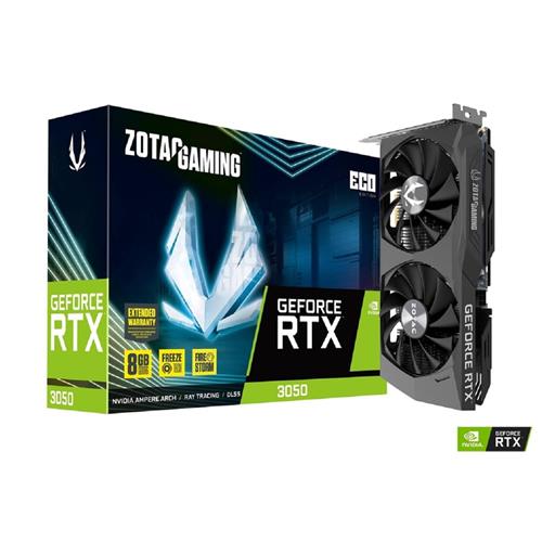 Placa de Vídeo Zotac RTX 3050 ECO, 8GB, GDDR6, 128 BITS, DisplayPort, HDMI, HDCP, Preto