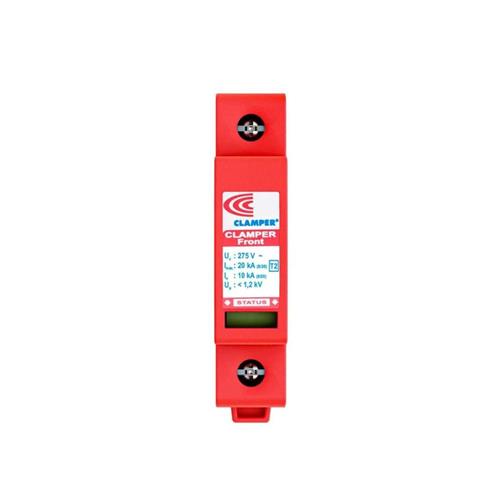 Protetor de Surto DPS Classe II 1P 20kA 275V, Clamper 16235 Plug-In Front V, Vermelho