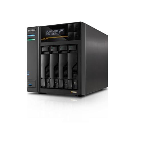 Storage Asustor AS6804T, 04 Baias, PCIe, USB4, 10 GBe, Preto