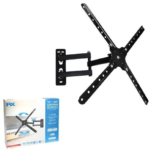 Suporte Para TV PIX Tri-Articulado, 10" a 60", Montado, Preto, 079-0027