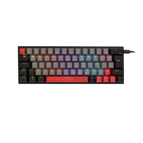 Teclado Mecânico Gamer New Hero Titan Mini 60%, RGB, Switch Blue, ABNT2, USB, Cinza e Preto