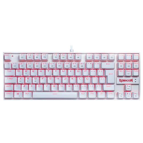 Teclado Mecânico Gamer Redragon Kumara Lunar, LED Vermelho, Switch Black, ABNT2, USB, Branco