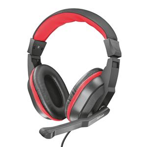 Headset Gamer Trust Ziva , Drivers 40mm , 3.5mm , Múltiplas Plataformas , Over-ear , Preto e Vermelho
