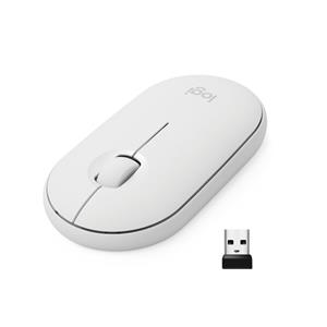 Mouse Sem Fio Logitech Pebble M350 , 1000 DPI , 3 Botões , Slim , Branco