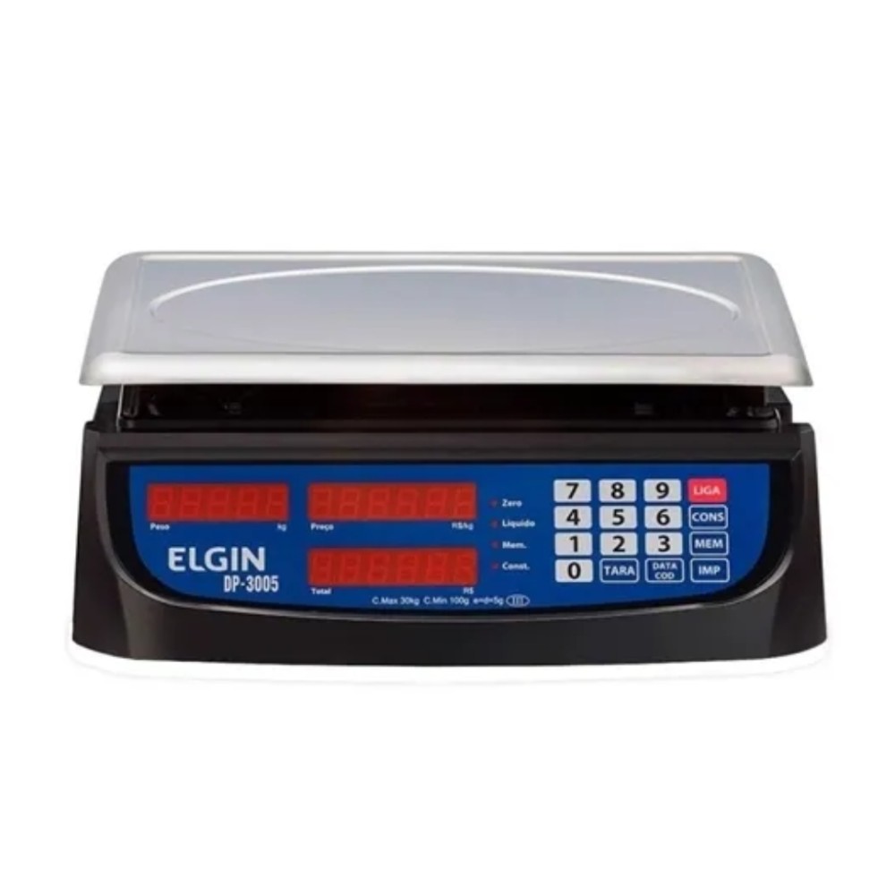 Balança Computadora Digital , Elgin DP3005 , Capacidade 30kg , Divisão 5g , Bateria Recarregável , Prato em Aço Inox , Bivolt 