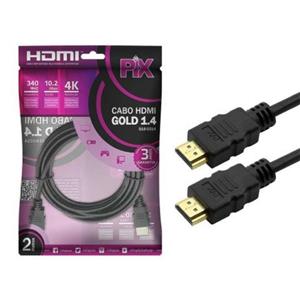 Cabo HDMI Pix Gold 1.4 , 4k Ultrahd , 15p , 2M - 018-0214

