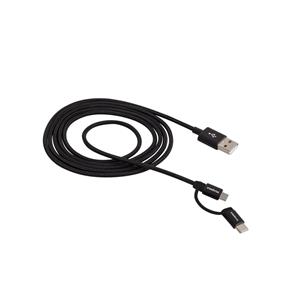 Cabo USB Micro USB + USB-C 1,5m Nylon Preto Intelbras