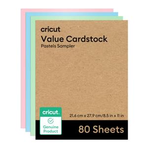 Pacote Econômico de Cartolina Cricut , Tons Pastel , 21,6 × 27,9 cm , 80 Folhas