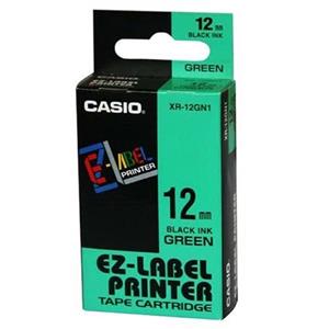 Etiqueta para etiquetadora Casio 12mm , Verde - XR-12GN1-W-DJ