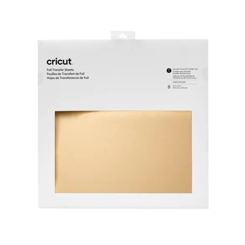 Folhas para Transferência de Foil , Cricut , 8 Folhas , 30,5 × 30,5 cm , Dourado , 2011967