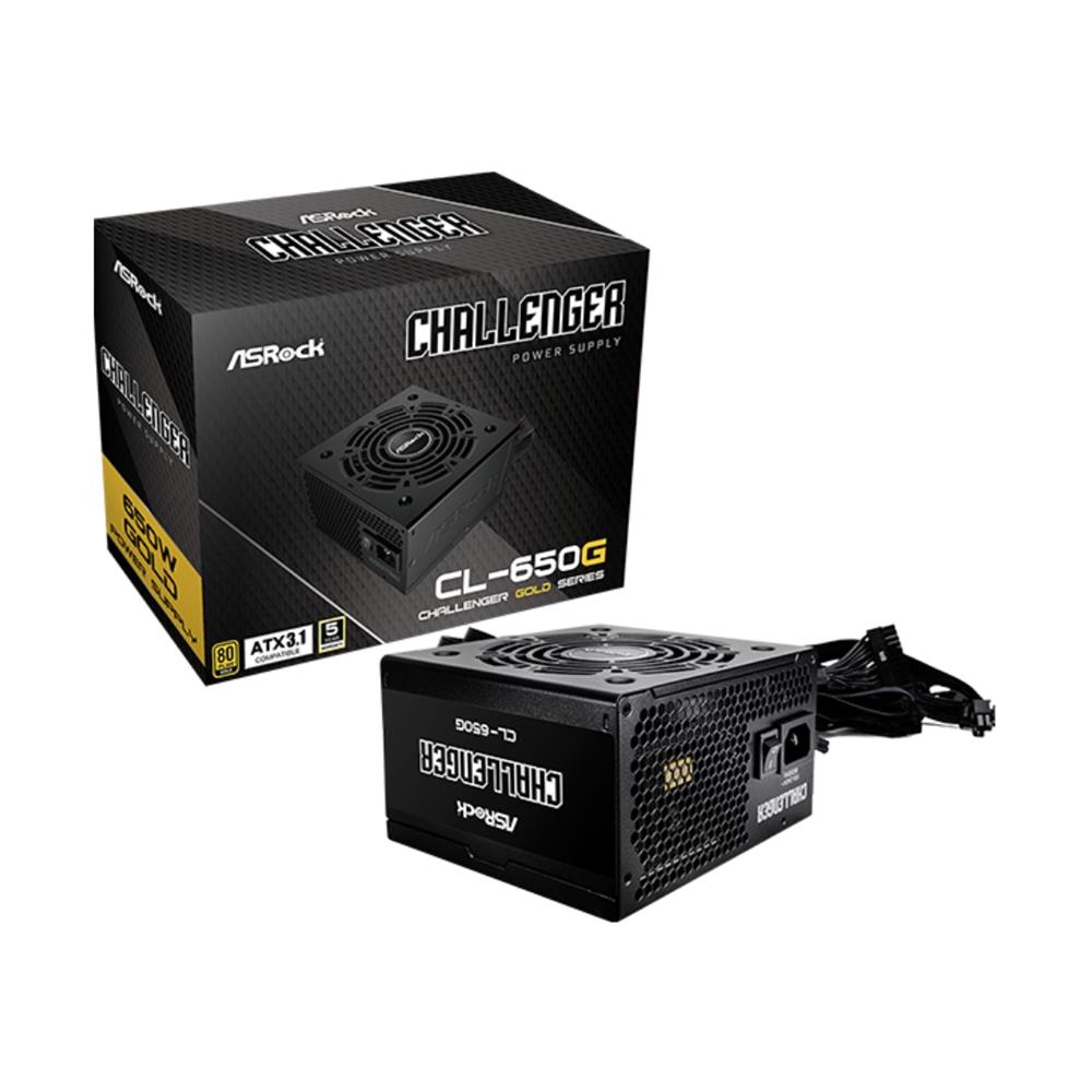 Fonte ASRock Challenger CL-650G , 650W , 80 Plus Gold , ATX 3.1 , PFC Ativo , Preto
