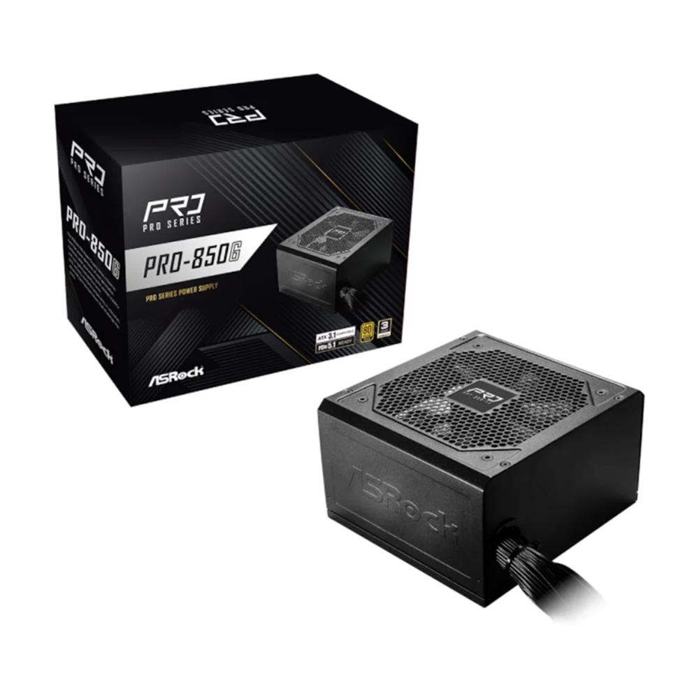 Fonte ASRock Pro Series Pro-850G , 850W , 80 Plus Gold , PFC Ativo , Preto