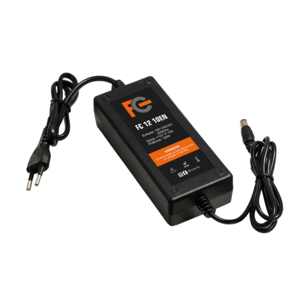 Fonte Eletrônica , FC Fontes , 12V , 10A , 120W , Tipo Notebook , Bivolt , Plug P4 , FC1210EN