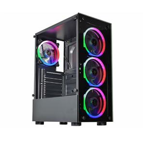 Gabinete Gamer K-MEX CG-10W5 , RGB , Mid Tower , Lateral de Vidro , Com 3 Fans , Preto