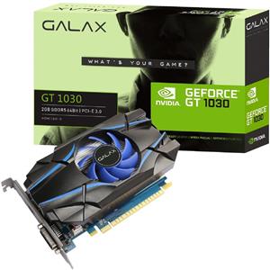 Placa de Vídeo Galax GeForce GT 1030 , 2GB , GDDR5 , 64-Bit , Fan Azul , Preto