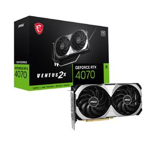 Placa de Vídeo MSI GeForce RTX 4070 Ventus 2X OC , 12GB , GDDR6X , 192-Bit , Prata e Preto