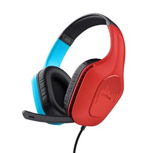 Headset Gamer Trust GXT 416S Zirox , Com Fio , ABS , Microfone , Couro Sintético , Azul e Vermelho