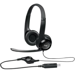 Headset Logitech H390 , USB , Para PC e Notebook , On-ear , Preto
