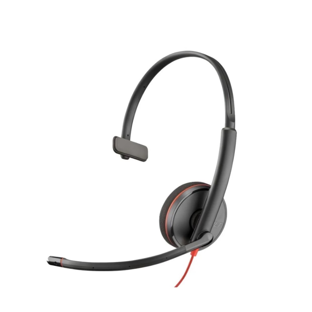 Headset Monoaural , Poly , Blackwire 3210 , USB-C , Adaptador USB-C/A , 28mm , Cancelamento de Ruído