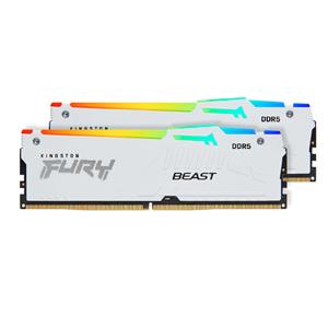 Memória DDR5 Kingston Fury Beast , RGB , 32GB (2x16GB) , 6000Mhz , Branco , KF560C36BWEAK2-32
