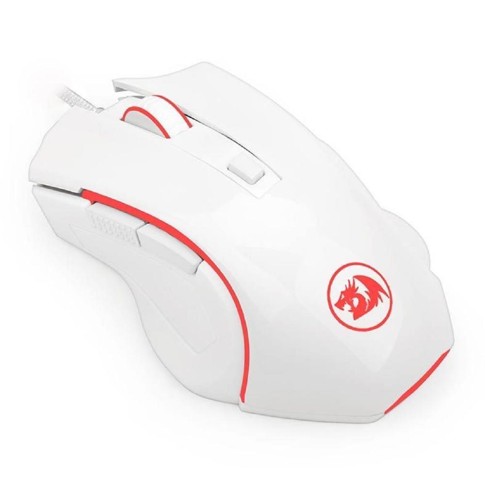 Mouse Gamer Redragon Nothosaur Lunar , 3200 DPI , 6 Botões Programáveis , USB , Branco