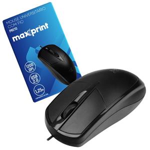 Mouse Maxprint Universitário , 1200DPI , 3 Botões , USB , Preto