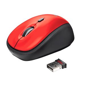 Mouse Sem Fio Trust Yvi , 1600 DPI , 4 Botões , Vermelho
