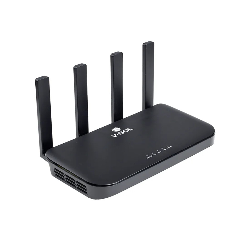 ONT V-SOL , Wi-Fi 6 , GPON/EPON , 4 Portas Gigabit , Preto , HG325AX AX1800 FXS
